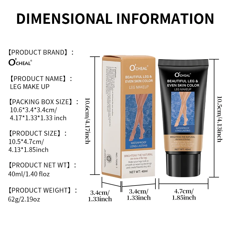 OCHEAL Creme para pernas Base líquida hidratante com squalano brilho natural nutritivo massagem corporal creme de cuidados com as veias das pernas adultos