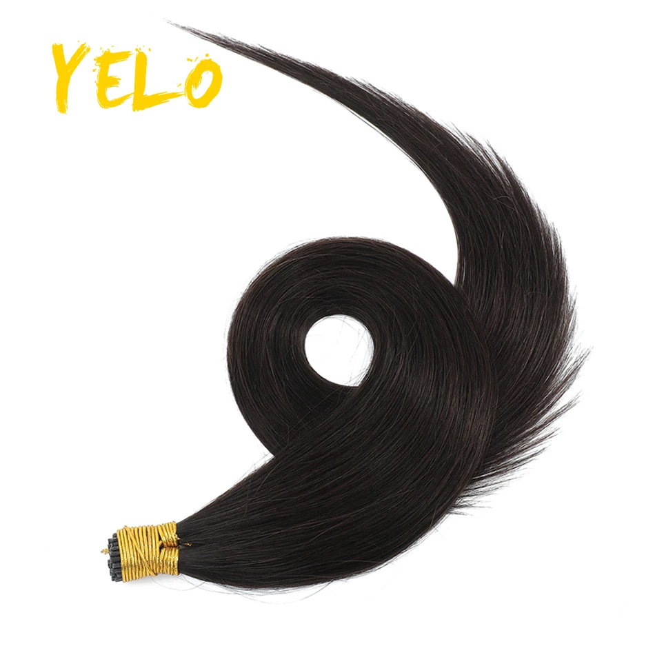 Yelo-extensiones de cabello humano Remy, cápsulas de queratina de fusión Natural, doble dibujo recto, Punta I, 12-26 pulgadas, 50 unids/set