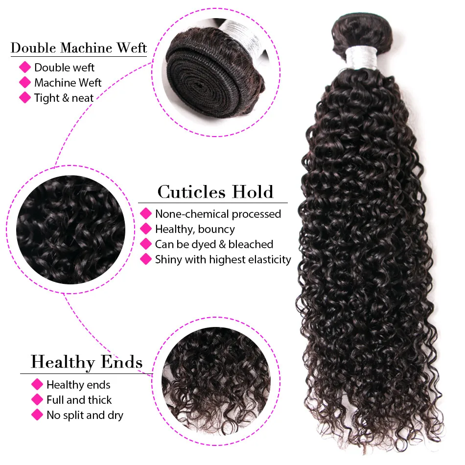 12A Peruvian Kinky Curly Bundles With Closure 3 Bundles With Closure Unprocessed Virgin Human Hair Curly Bundles With Frontal