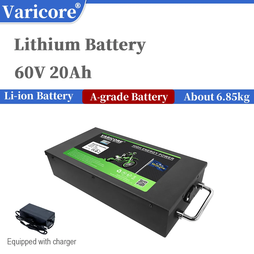 VariCore 60V 20Ah Wasserdichter Lithium-Akku 18650 Zellen 500W-2400W mit integriertem BMS für Citycoco Rasenmäher