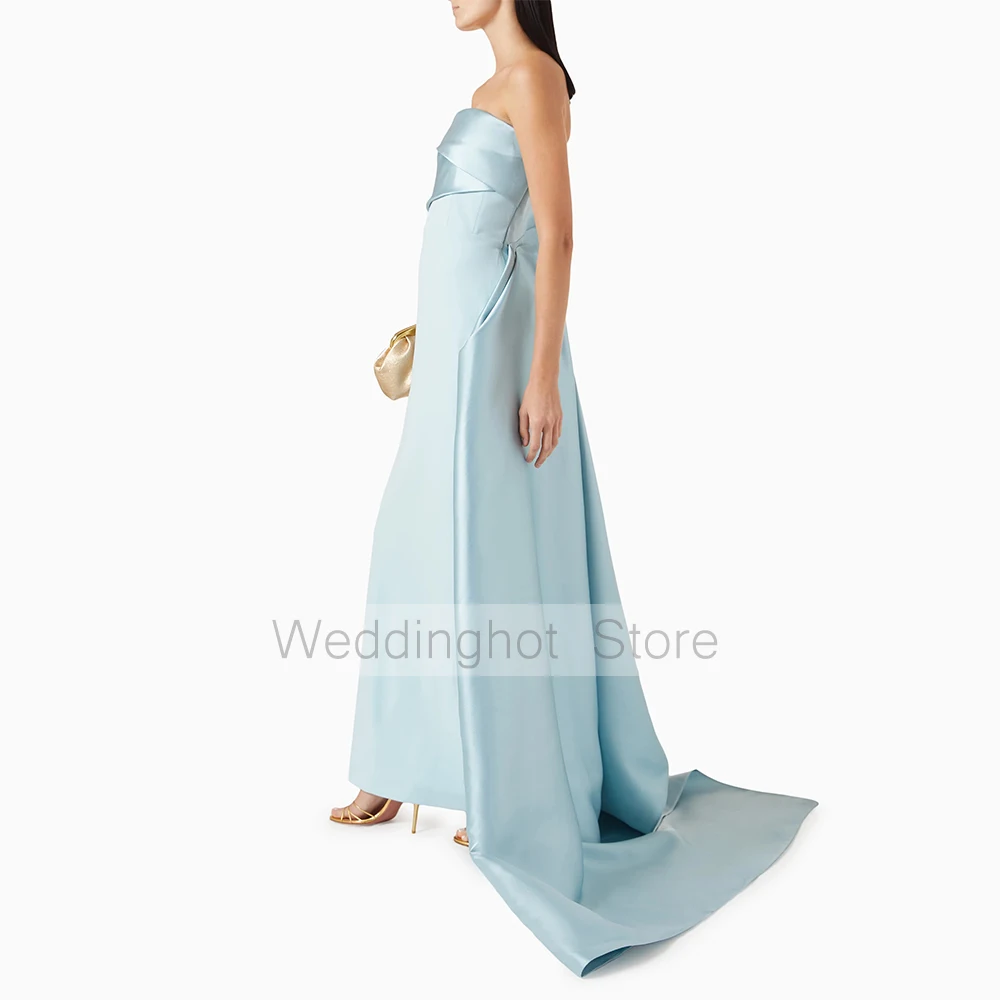 Simples vestido de noite longo sem alças sem mangas plissado drapeado coluna vestidos de baile para as mulheres 2025 voltar dividir elegante vestidos formais