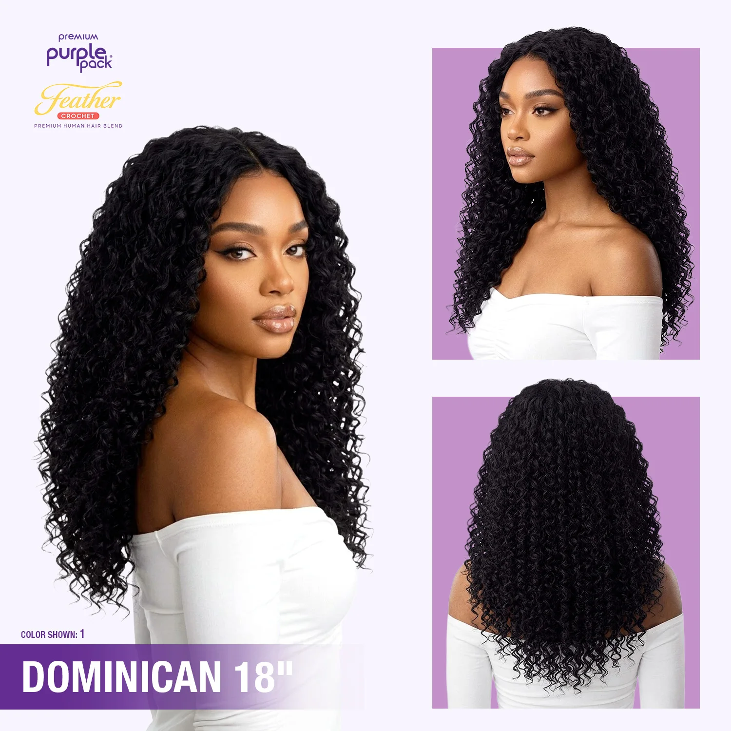 Outre Synthetic Crochet Braids Purple Pack Feather Crochet Dominican 18