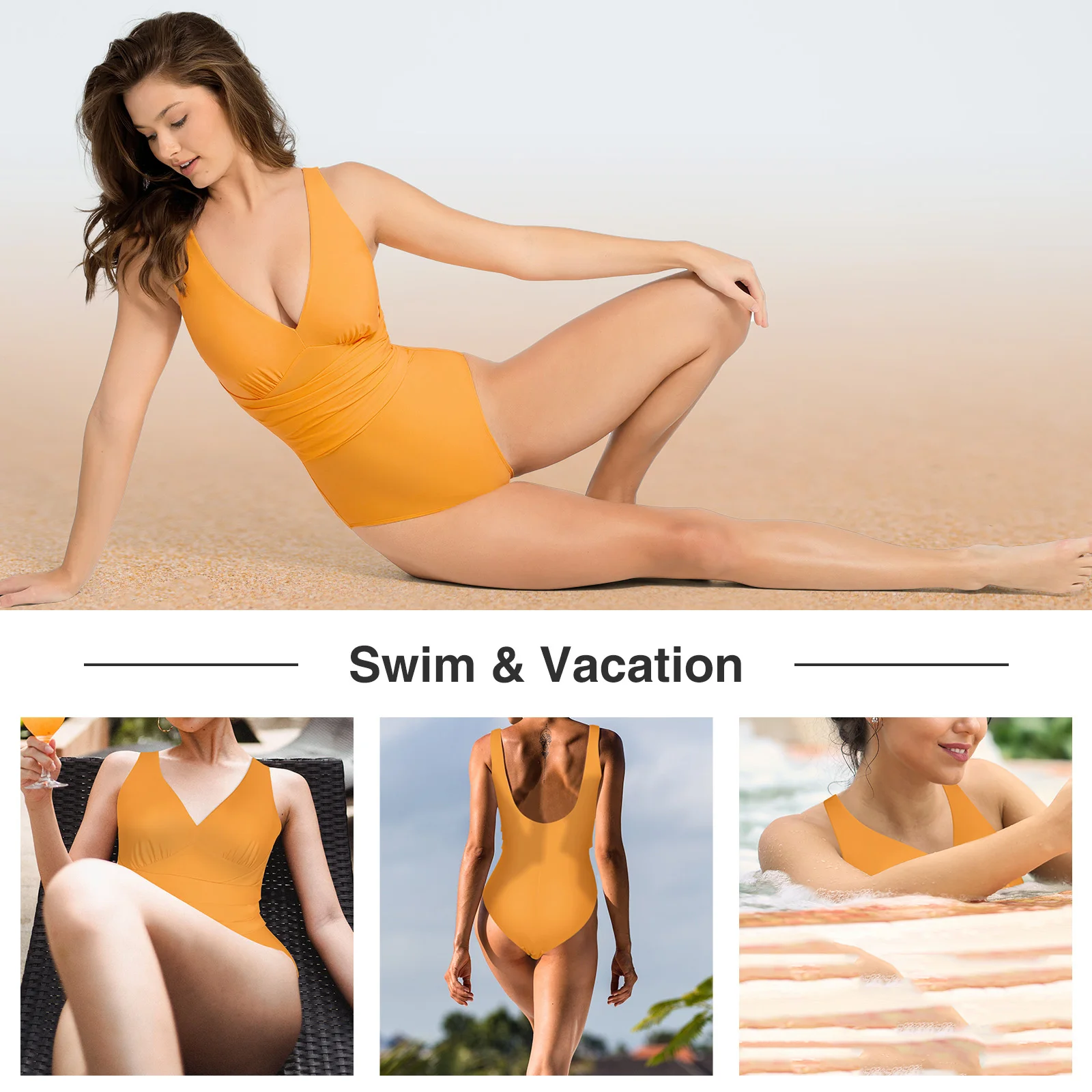 Women One-piece Swimsuit Seamless Shaperwear Removable Cups Tummy Control Swimsuit Built-in Elastic Mesh Slimming Body Shaper