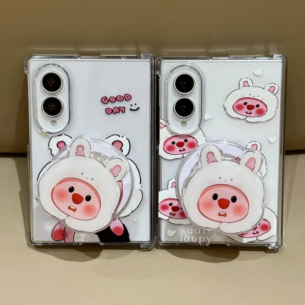 Kawaii Cartoon Character Magnetic Phone Case for Samsung Z Fold 8 Z Fold 8 Ultra Z Fold 7 with MagSafe Holder Fashion Cute Cover