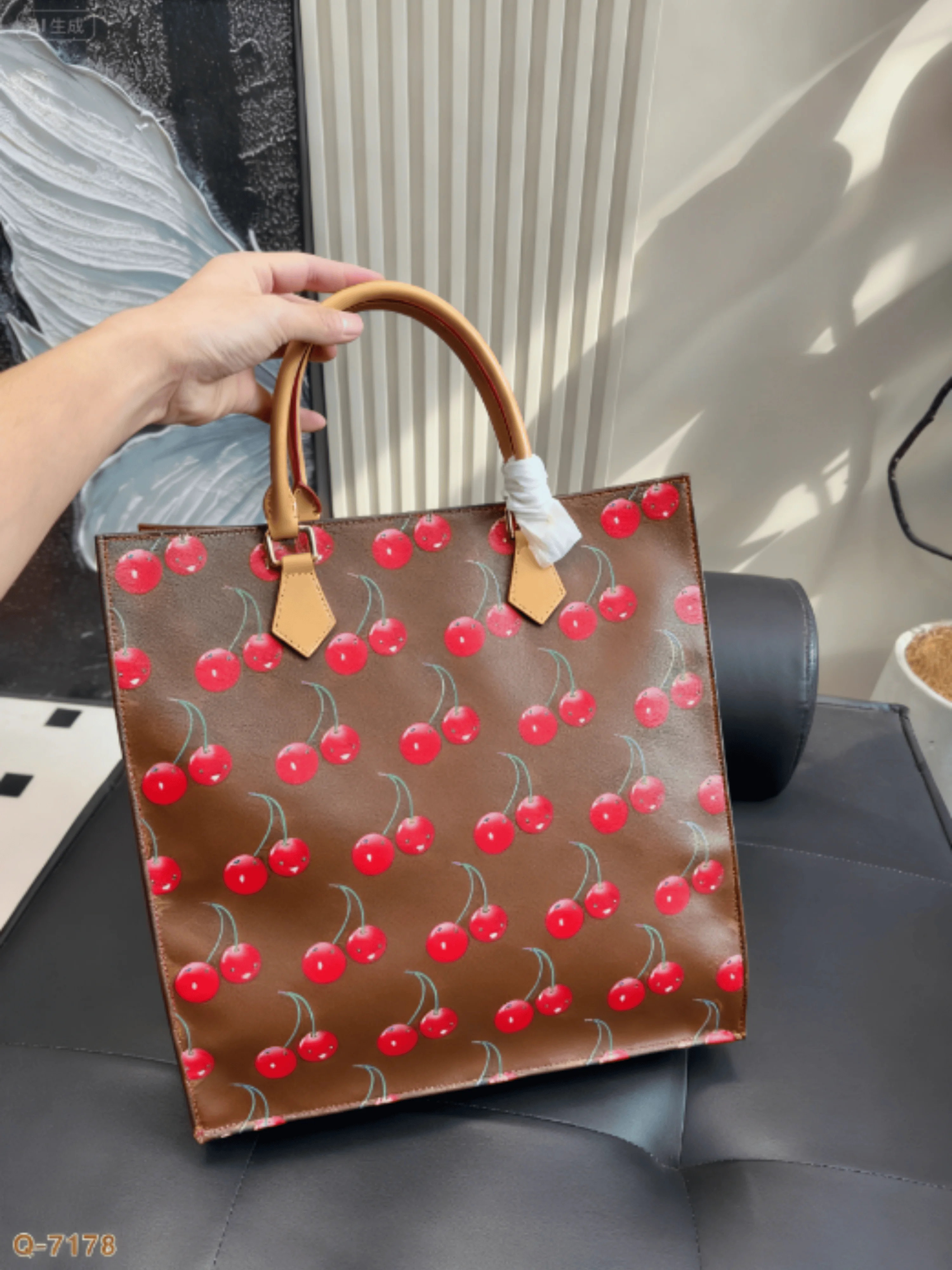 

2025 женская сумка, новая мода, вишневое ассорти, большая вместительная простая женская сумка-тоут в стиле ретро, 36*37 см