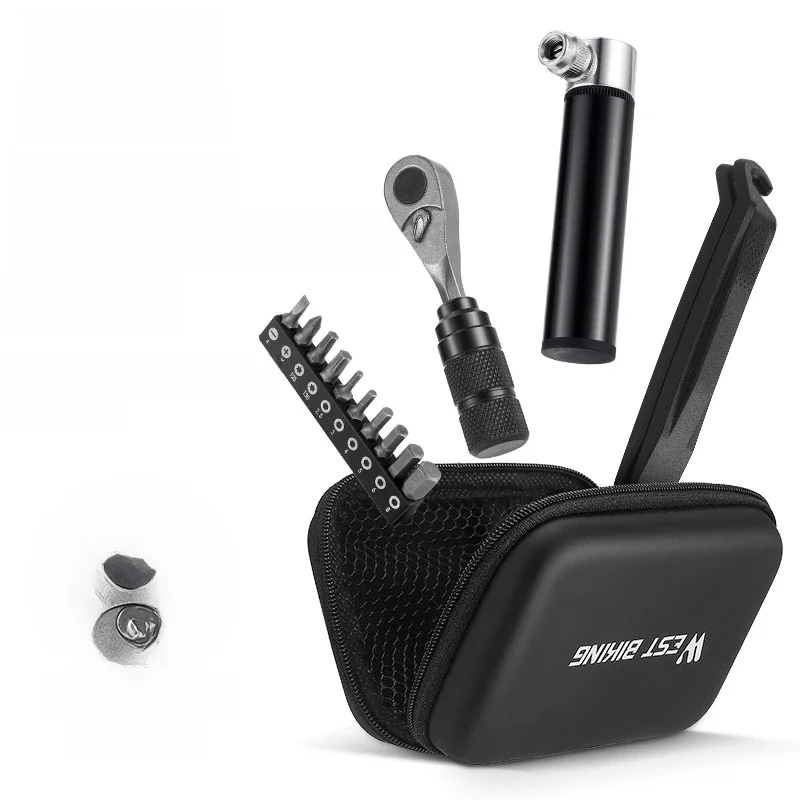 AliExpress West Biking WEST BIKING Portable Toolkit Multifunctional Repair Tool Bag Ratchet Wrench Kit Tire Lever Mini Pump Tools Set Bike Accessories