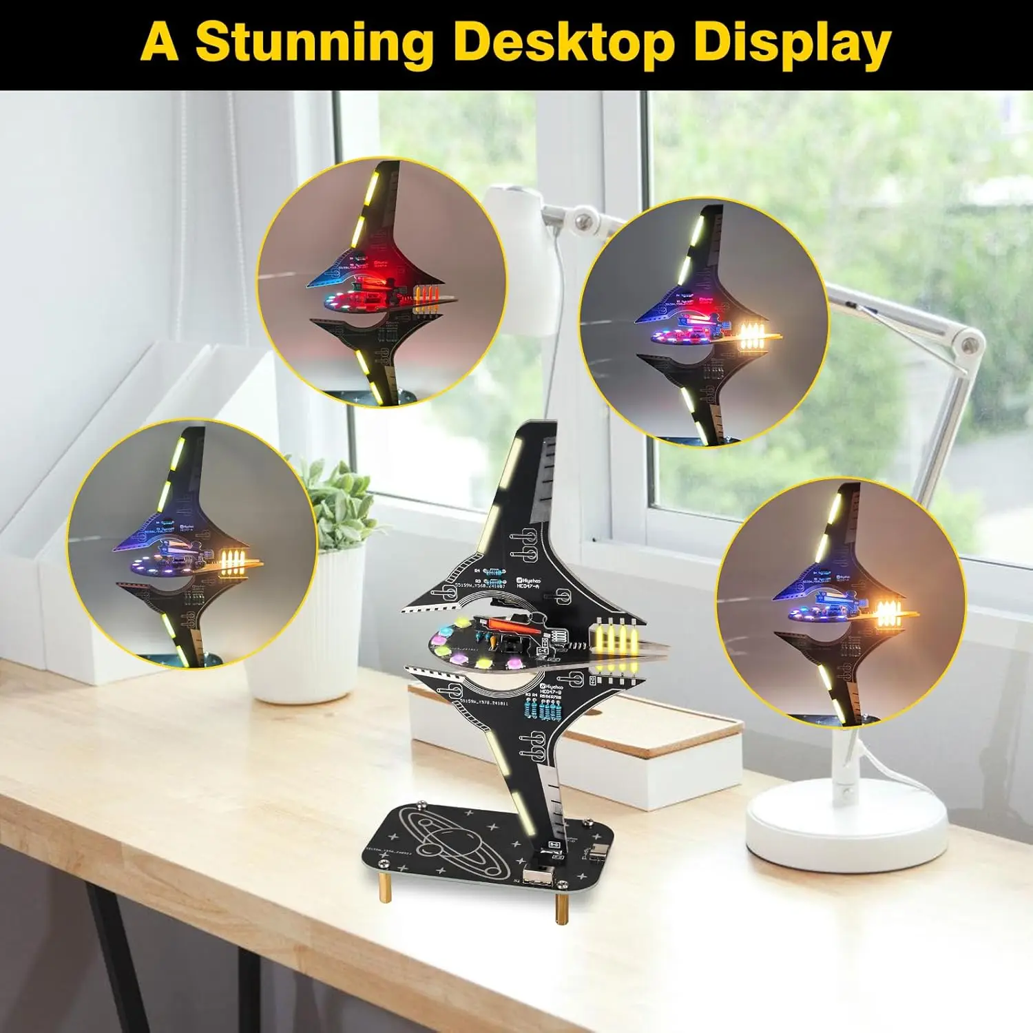 DIY مجموعة سفينة الفضاء الإلكترونية الخيال العلمي المركبة الفضائية LED ضوء لحام مشروع ممارسة عدة لتعليم الجذعية مدرسة طالب التعلم #3