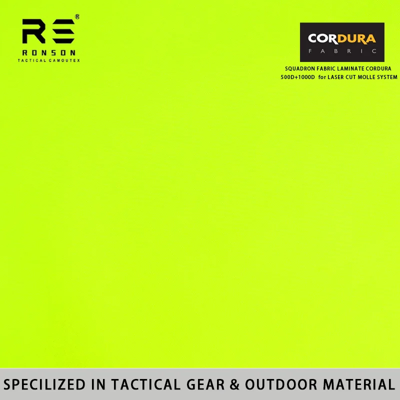 Hi-viz Fluorescente Neon Lucifero Giallo 500D + 1000D Squadrone Durevole Cordura Laminato Tessuto Combinato Tessuto Laminato Tattico