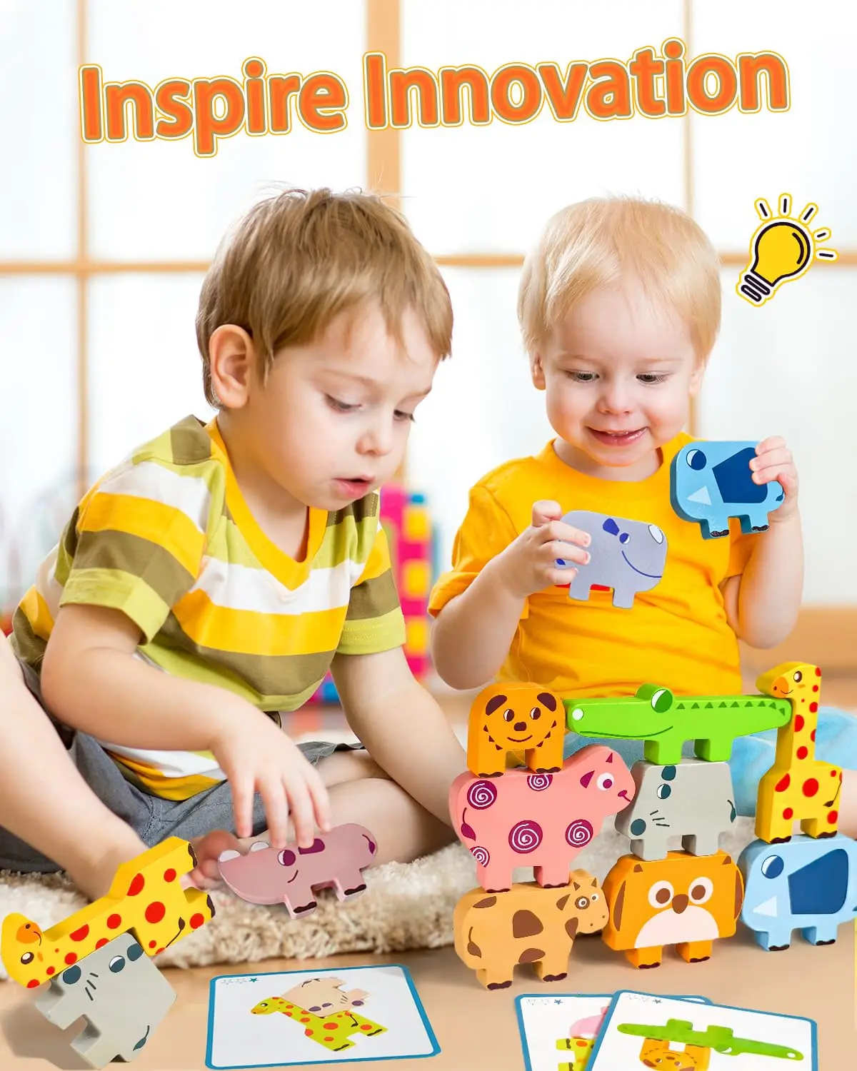 

Деревянные кубики-животные для малышей 1-3 лет, игрушка для сортировки и складывания, развивающая головоломка, подарок для мальчиков и девочек