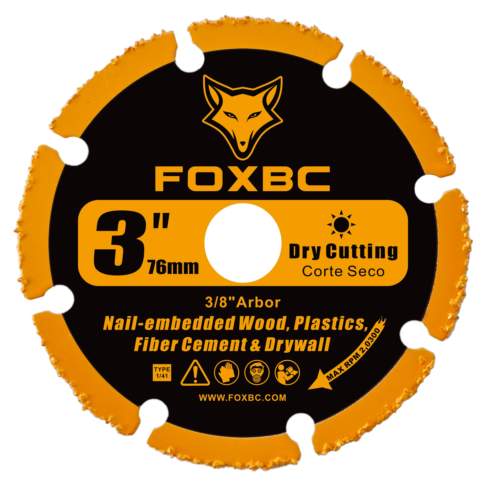 FOXBC 76mm Diamond Cutting Wheel Carbide Grit Cut-Off Disc with 10mm Hole for Woods Plastics Fiber Cement or Drywall - 3 Pack