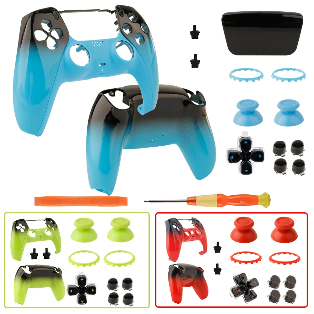 Für PS5-Controller: Komplettes Gehäuse-Ersatzkit in Farbverlauf BDM-010/020/030/040/050 mit Touchpad-Taste für DIY-Modifikationen
