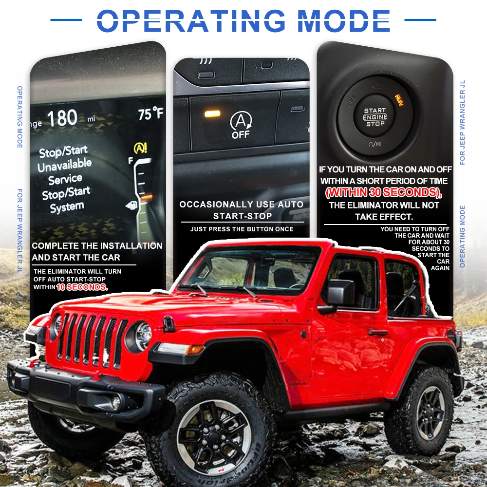 For 2020-2024 Jeep Gladiator JT 2018-2024 Wrangler JL Auto Start/Stop Engine System Eliminator/Delete/Cancel Bypass Device Cable