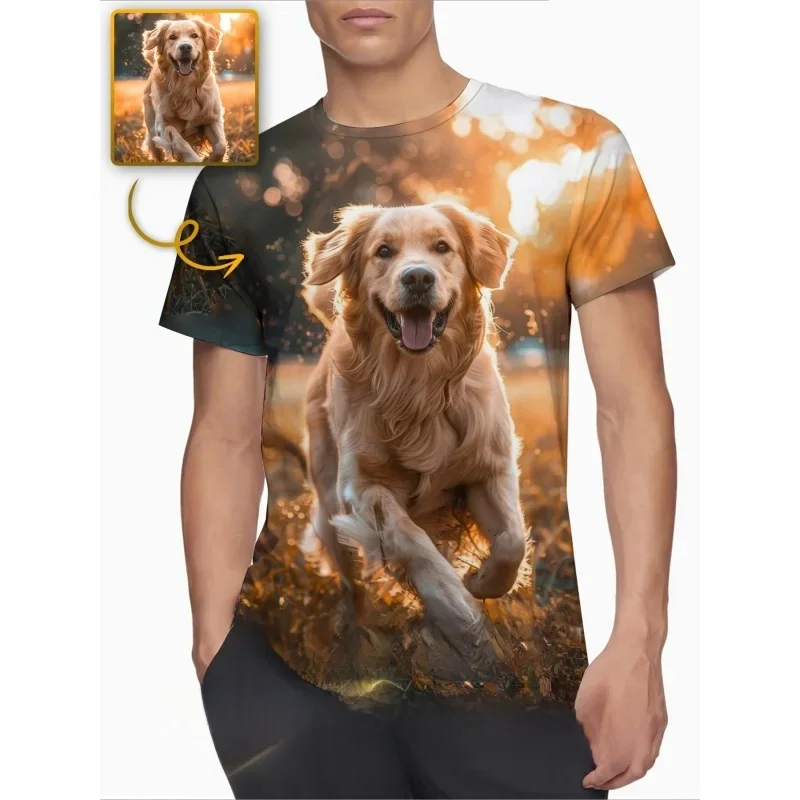 T-Shirt à Manches Courtes et Col Rond pour Homme et Femme, Estival et Décontracté, Personnalisé, avec Motif Imprimé en 3D