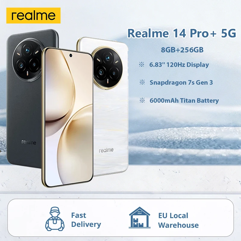 Version Globale Realme 14 Pro Plus 5G Smartphone NFC 8GB/256GB Appareil Photo 50MP OIS Snapdragon 7s Gen 3 Batterie 6000mAh Charge SUPERVOOC 80W Écran OLED 6.83'' 120Hz IP69 Sans Chargeur Version Globale Realme 14 Pro Plus 5G Smartphone NFC 8GB/256GB Appareil Photo 50MP OIS Snapdragon 7s Gen 3 Batterie 6000mAh Charge SUPERVOOC 80W Écran OLED 6.83'' 120Hz IP69 Sans Chargeur