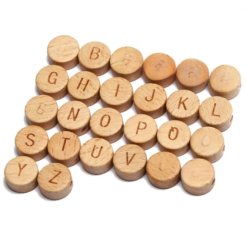 20 Teile/los 10 15mm Gemischte Buchstaben Buche Holz Perlen Runde Flache Alphabet Lose Spacer Perlen Für Schmuck Handgemachte diy Armband