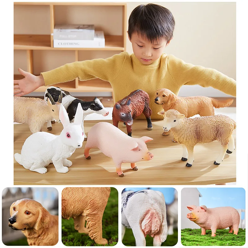 Simulation Wild Poultry Animal Pig Cow Rabbit Model Action Figure Zoo Elephant Zebra Giraffe Panda Rhino Bear Kid Education Toys