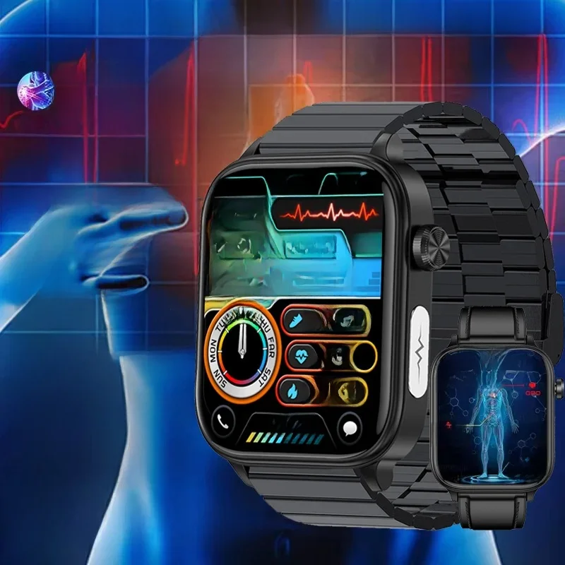 2025 Nieuwe AI Diagnose Bloedlipiden Urinezuur Lichaamssamenstelling Test Smart Horloge Voor Mannen ECG + PPG Bluetooth Oproep gezondheid Smartwatch - afbeelding 2