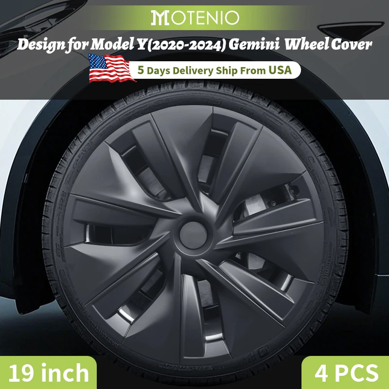 4PCS Gemini Wheel Cover Design for TESLA Model Y Vehicle Cap Full Coverage Hubcaps 19 Inch Decorative Automobile Accessories