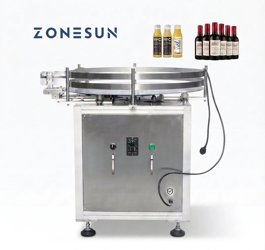 ZONESUN Automatic Bottle Unscrambler Turntable Plastic Glass Bottle Accumulating Packing Machine Sorting Rotating Table for Food