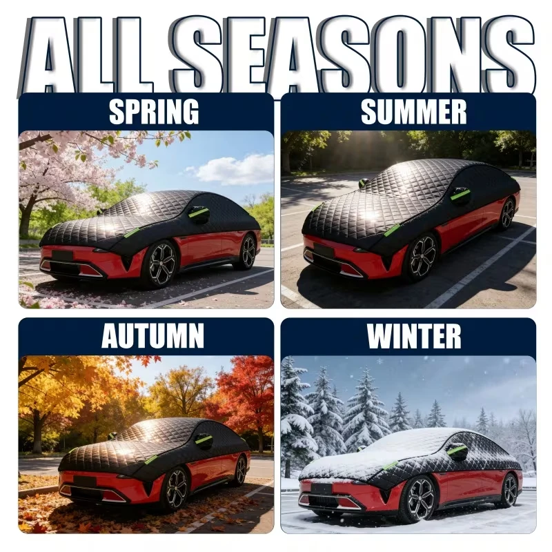 Autoabdeckung Winter Schnee- & Eisschutz Winddicht Wasserdicht Auto-Windschutzscheibenabdeckung mit Reflektorstreifen Allwetter-Schutz für SUV – Detail 6