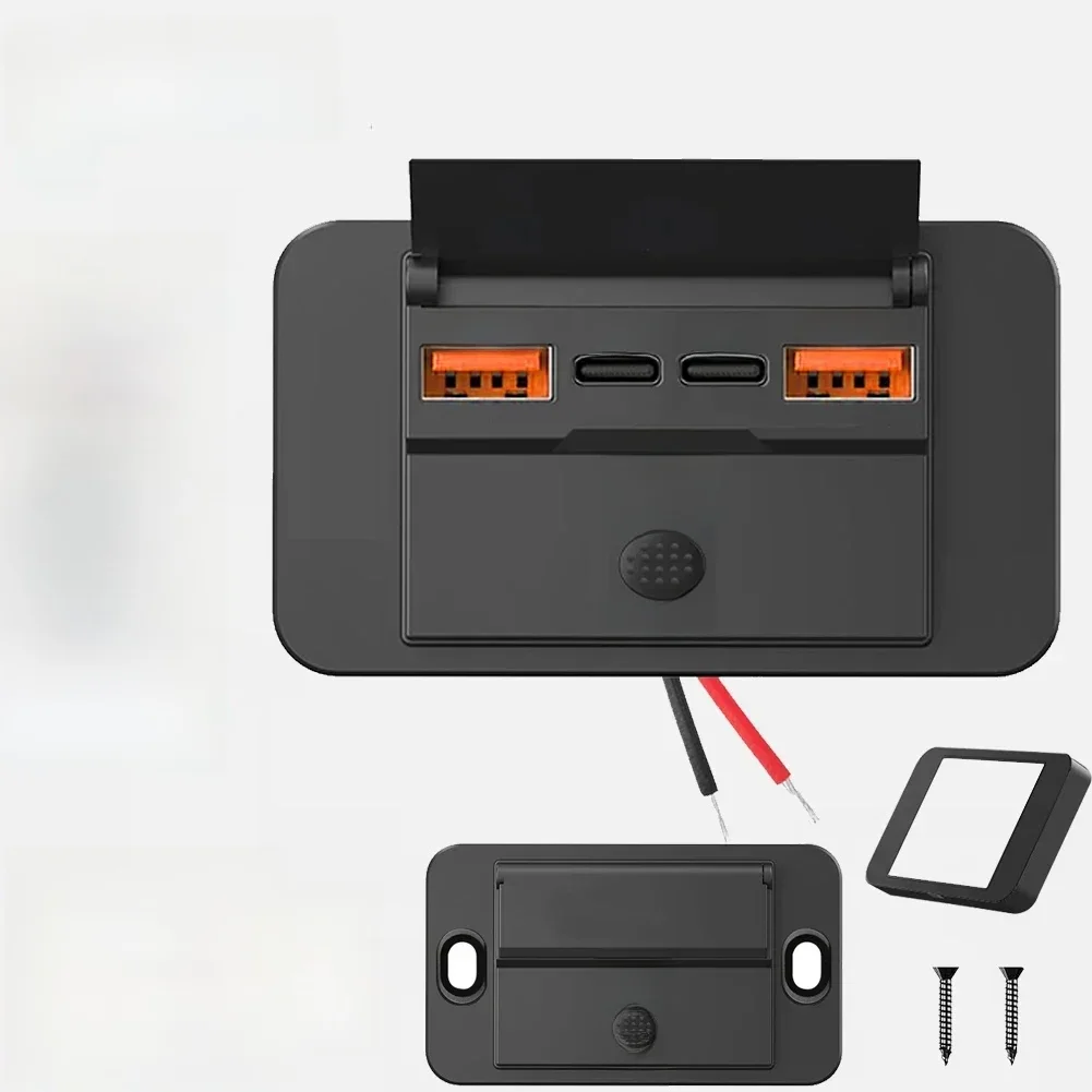 Adapter gniazda ładowarki samochodowej z przełącznikiem, rozdzielacz ładowania na 2-4 porty, gniazdko do autobusu, kampera, ATV, ciężarówki, łodzi, gniazdko, 12 V, 24 V, PD, QC3.0 — zdjęcie 2