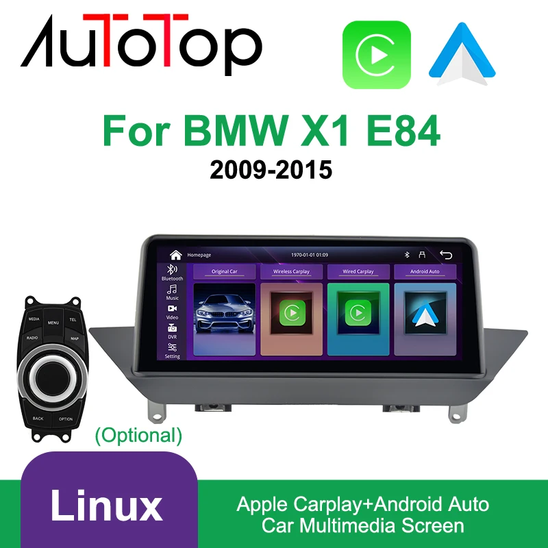 AUTOTOP 10.25” Wireless Apple Carplay Linux Screen For BMW X1 E84 2009-2015 iDrive CIC System Multimedia Auto Headunit WiFi