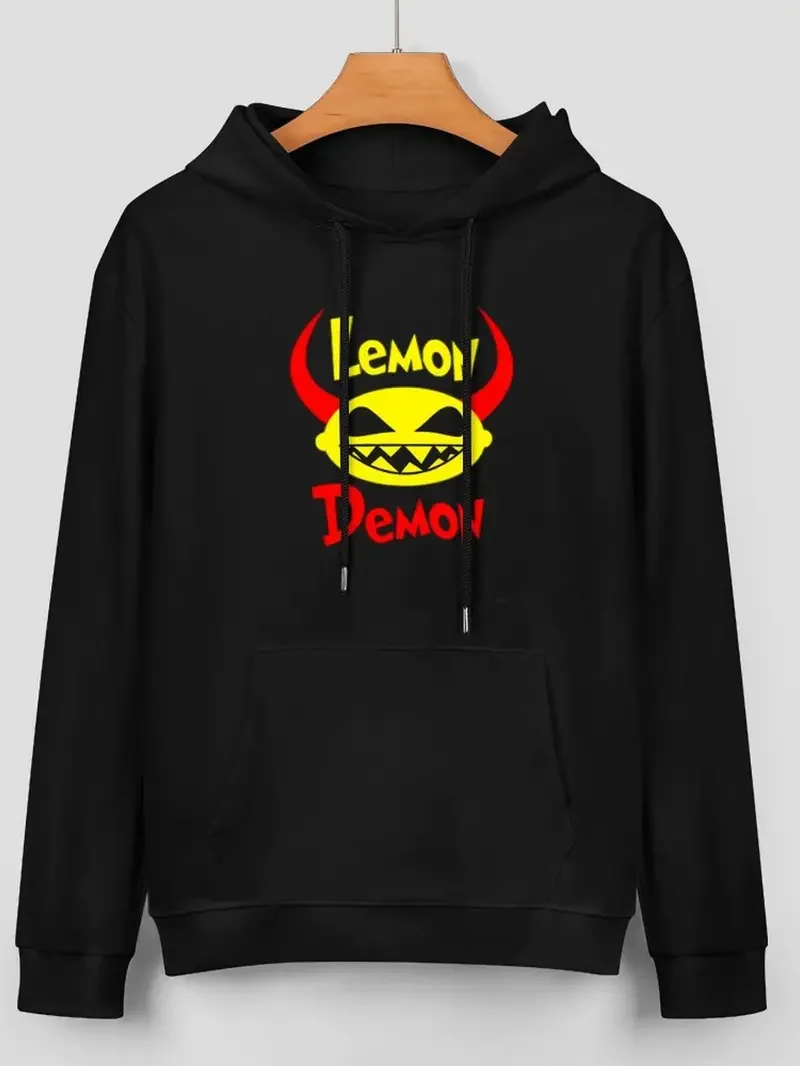 New men's sweatshirt - lemon devil print creative, high quality cotton blend soft and breathable outdoor sweatshirt