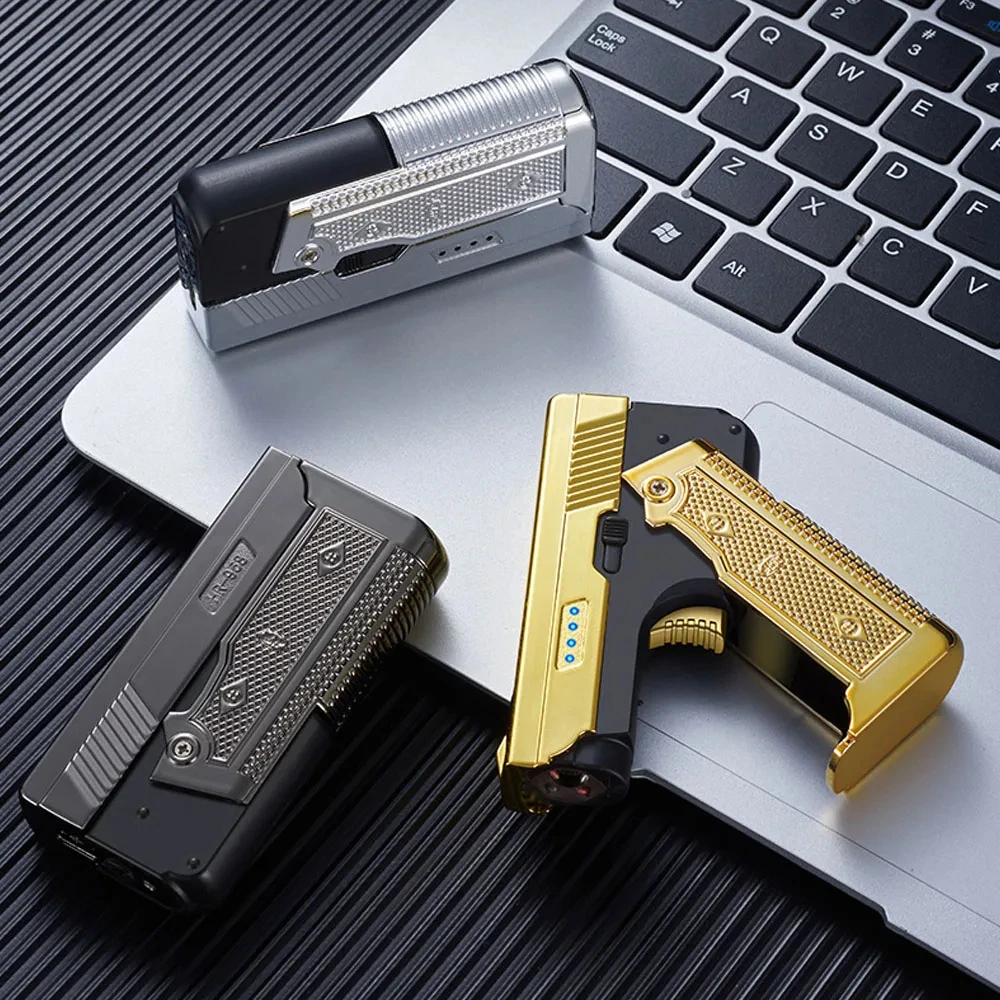 Portable USB Creative Gas And Electric Pulse Turbo Lighter Outdoor Metal Windproof Folding Cigar Torch Jet Lighter Welding Tools
