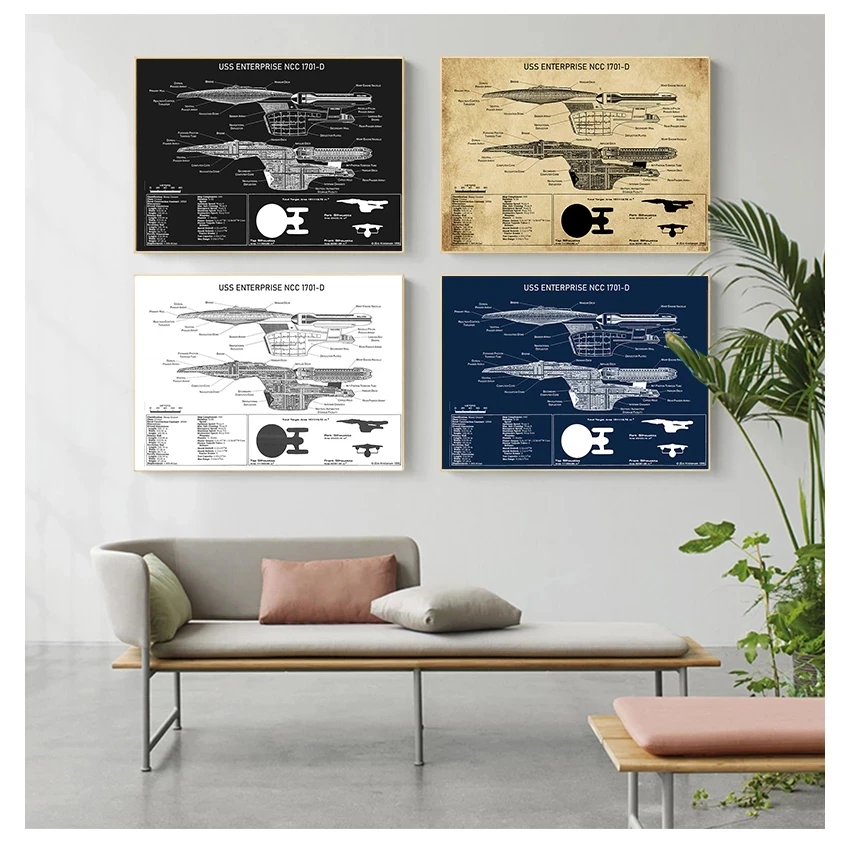 Star Fleet Spaceship Posters Prints for Boys Bedoom Wall Art Vintage Canvas Painting Home Decor Living Room Decorative Cuadros