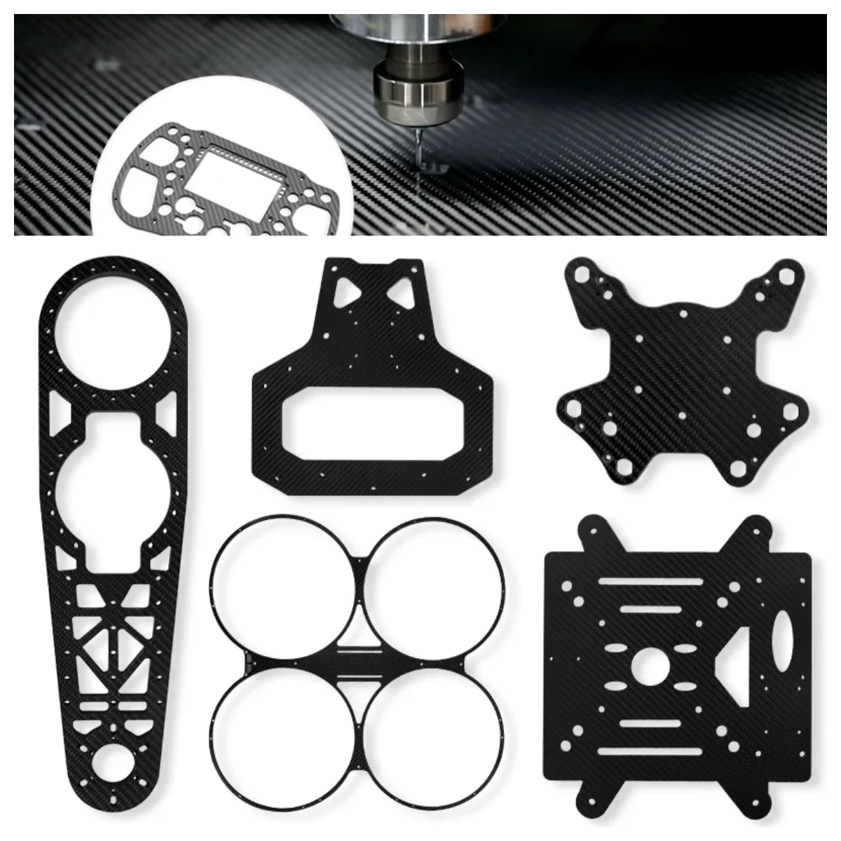 Carbon Fiber Drone Frame - Kohlefaserplatten-Schneideplatten CNC-Bearbeitung Gravur Abschrägung Drohnenrennen FPV-Rahmen