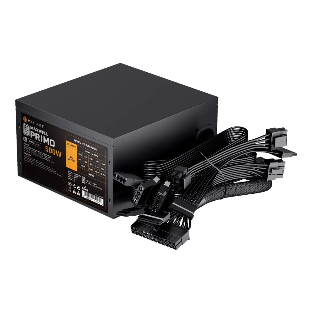 Maxelite Maxwell Primo 500W 80Plus Standard Flat/Powered Fly/International Genuine/International Delivery
