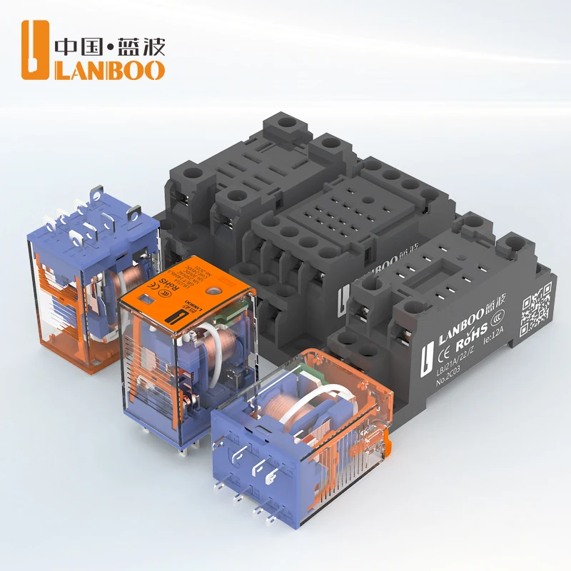 LANBOO J21A relé micro intermedio de alta calidad de uso General DC 12V/24V AC 220V 8 pines/14 pines relé y Base vendidos por separado
