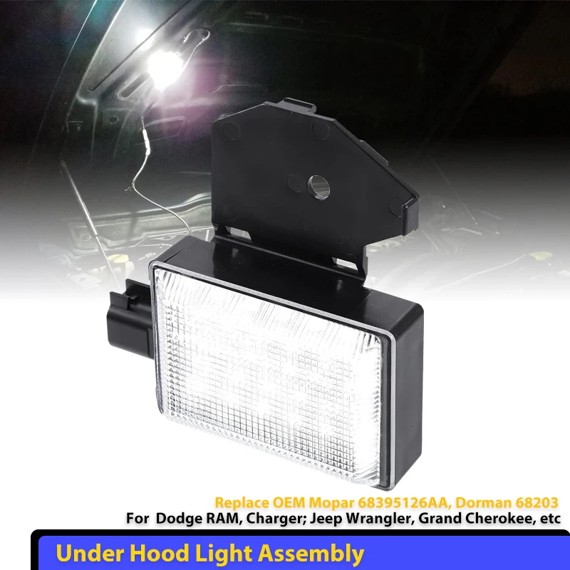

1Pcs For Dodge Ram 1500 2500 3500 LED Underhood Lihgts Hood Courtesy Lamps For Charger Jeep Cherokee Wrangler Chrysler Plymouth