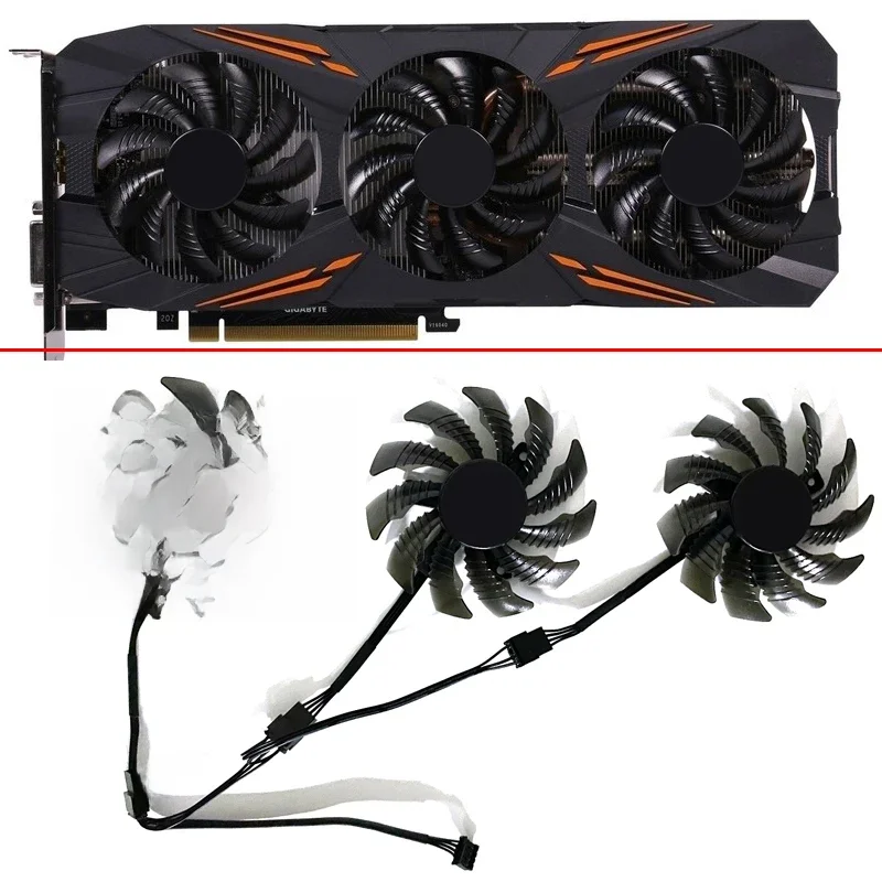 NOWY 78MM 4PIN T 128010 SU PLD08010S12HH GTX1080 wentylator GPU dla Gigabyte AORUS GTX1060 1070 1080 G1 GTX 1070Ti 1080Ti 960 980Ti — zdjęcie 2