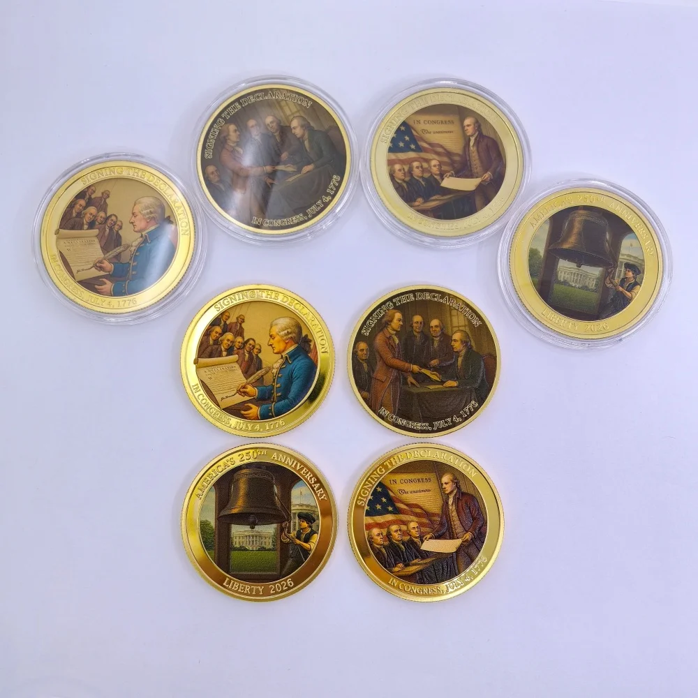 

2026 металлические памятные монеты на 250-й годовщину США, колокольчик существа, коллекционный подарок для украшения