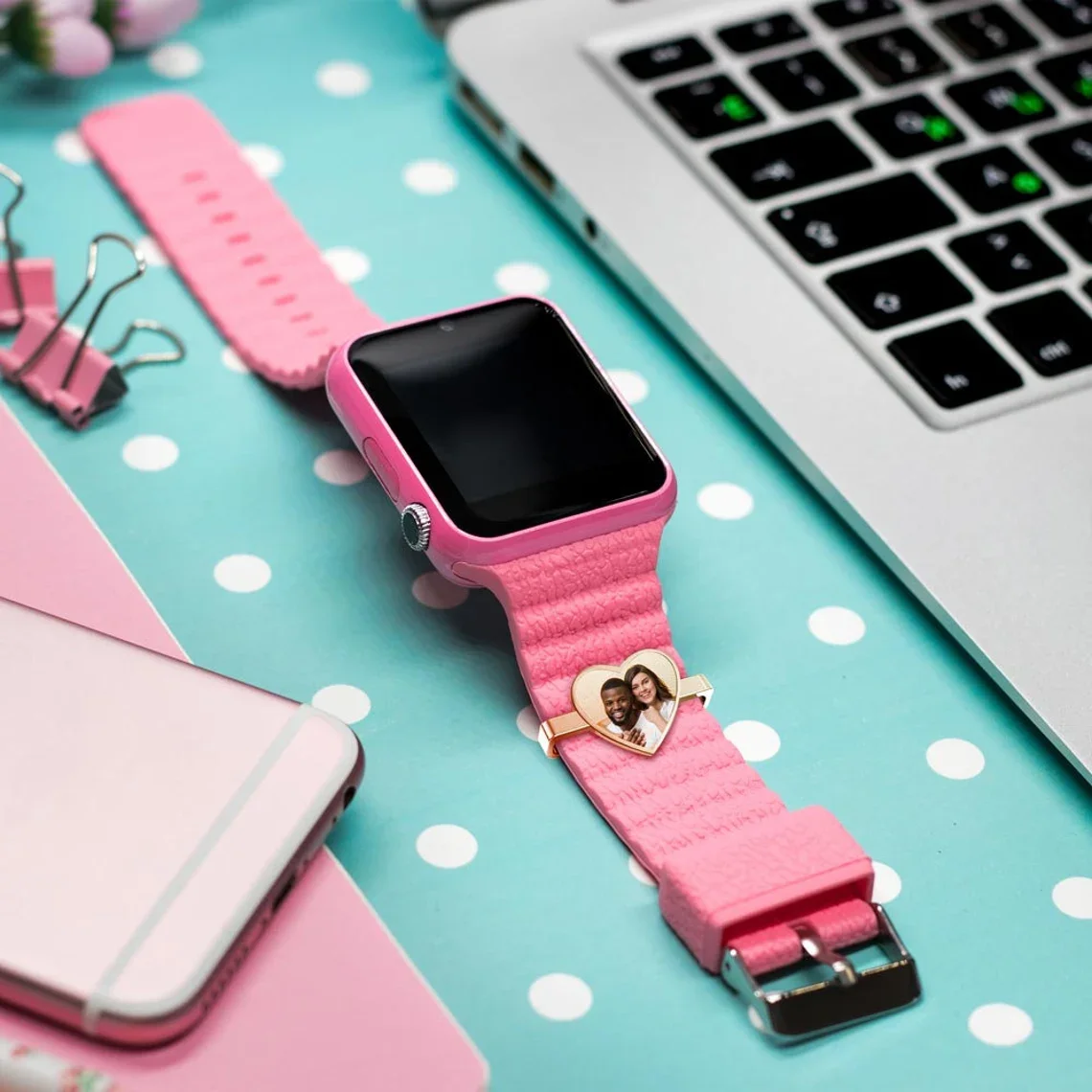 Decorative Watch Buckle Charms for Apple Watch Personalized Custom Special Engraved Photo Smart Watch Accessories Watch Clasps
