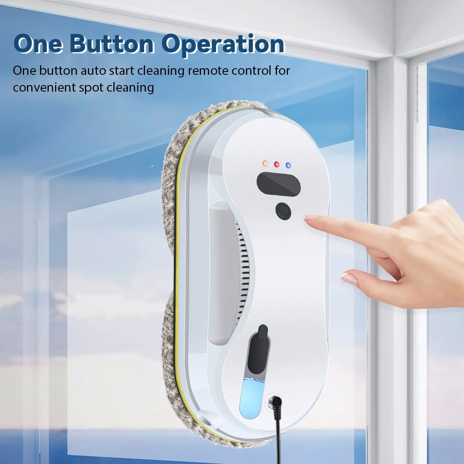 Automatischer Fensterputzroboter mit Wassersprühfunktion, starker Saugkraft, intelligenter Fensterreiniger, intelligente Navigation und Fernbedienung, mit 10 Ersatz-Reinigungstüchern – Detail 9
