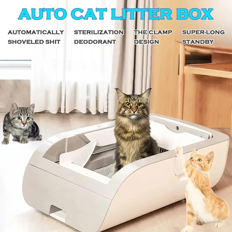 Auto Cat Litter Box Semi-closed Cat Toilet Automatic Cleaning Smart Anti-pinch Ultra-long Standby Easy Deodorizing&Bacteriostati