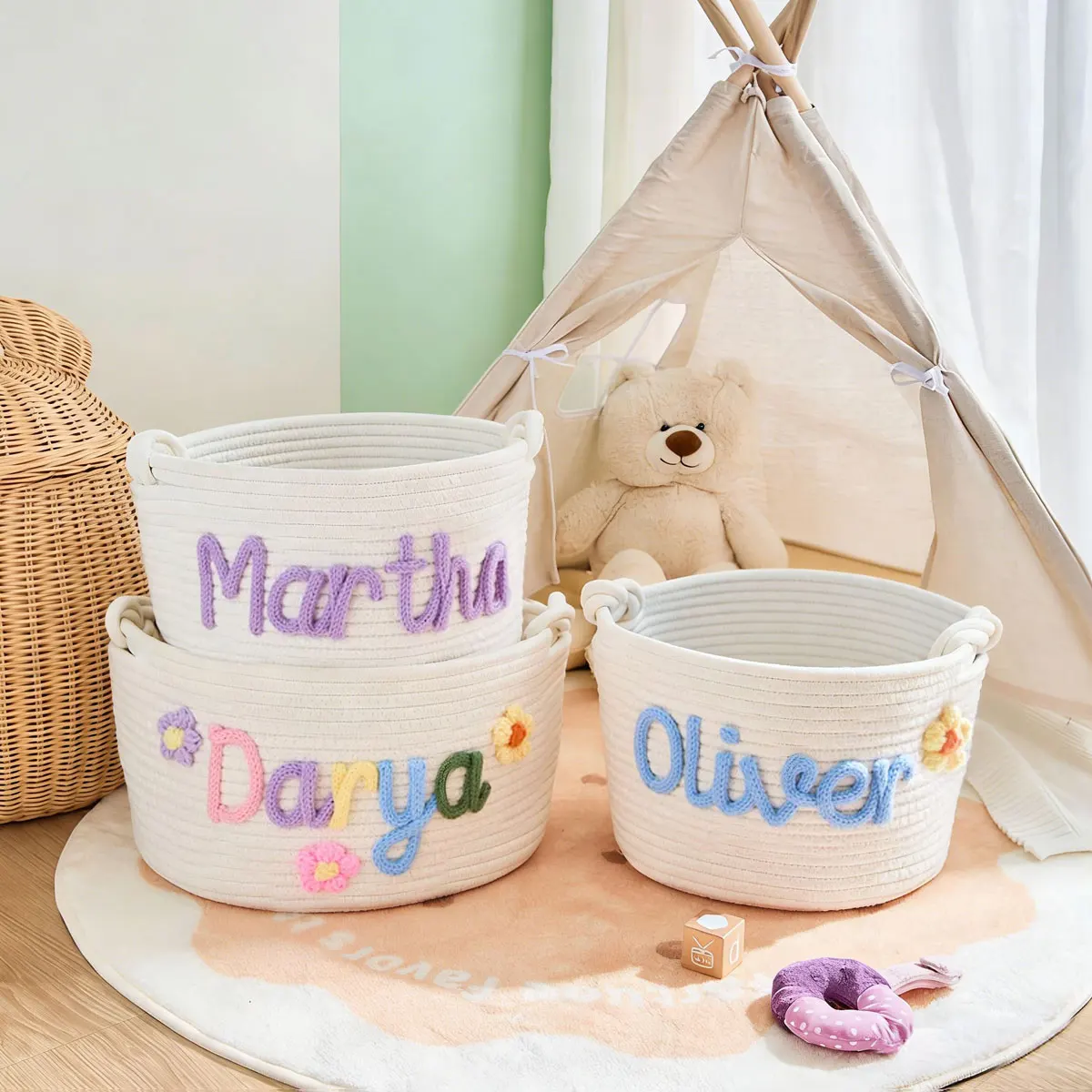 Customizable Personalized Name Storage Basket, Gift Basket