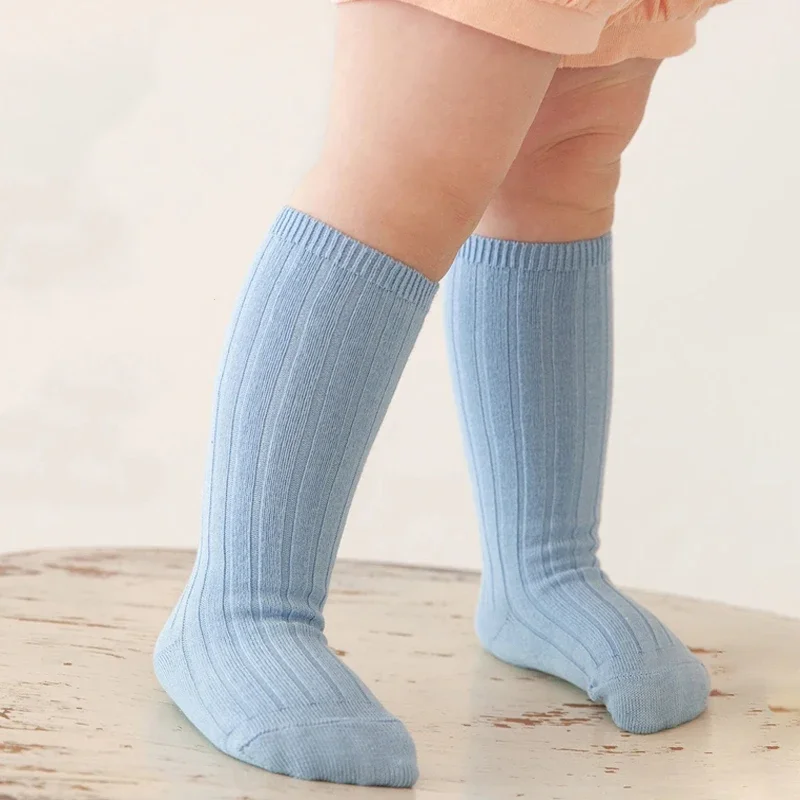 13 couleurs garçons et filles chaussettes en coton décontracté côtelé genou haut bébé Long Tube chaussettes bottes chaussettes enfants jambières Socken