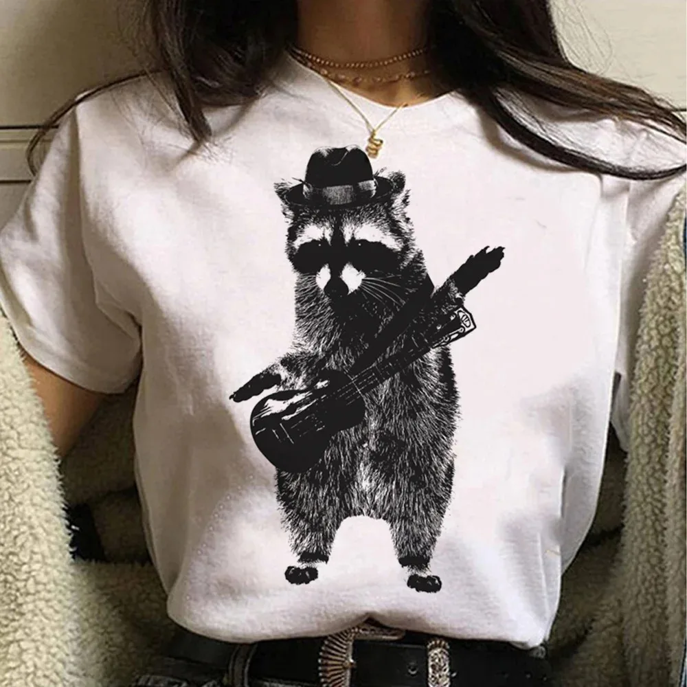 Rock Cat Playing Guitar Funny Cat Men Women T-Shirt Hiphop Oversized T Shirt Casual Cotton Daily Four Seasons Streetwear Tees