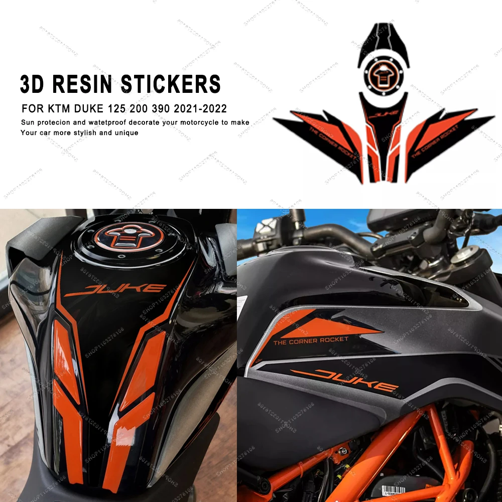 

Motorcycle Accessories tank pad kit Protection Sticker Waterproof Anti-scratch 3D resin Sticker For Duke 125 200 390 2021 2022