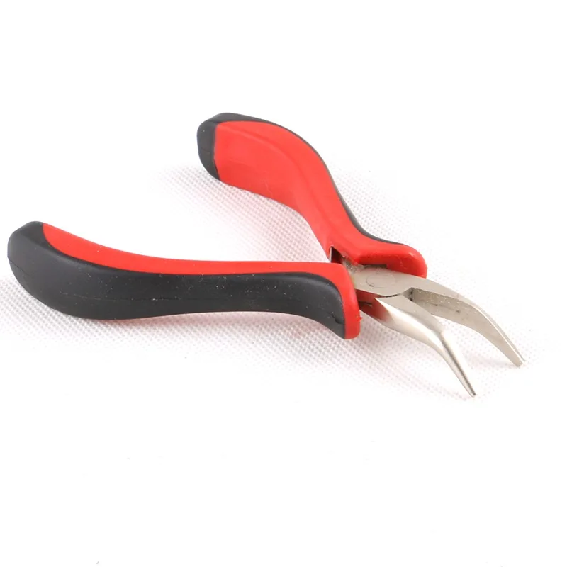 

1pcs Black red color Bend head without teeth Hair Extension Pliers Tools For Micro ring Hair Extensions hair pliers