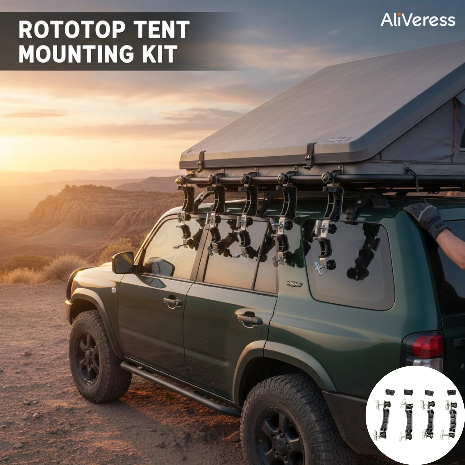4Pcs Rooftop Tent Mounting Hardware Kit Quick Installation Car Roof Tent Fixing Fastening Kit Replacement for Car Roof Tent