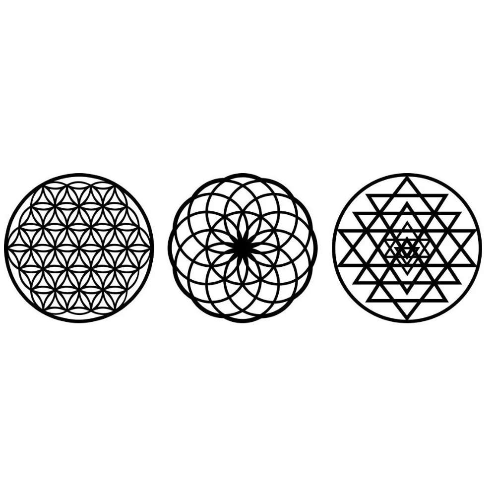 Wooden Wall Stickers 3 Pcs 30 Cm Home Art Decor Livingroom DIY Yoga Flower Of Life Torus Set Tradational Headlight east Ornaments Item