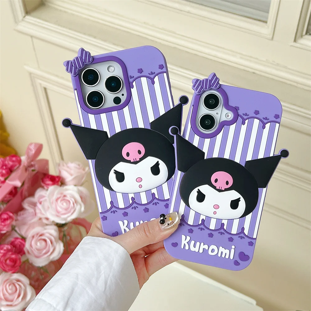 

Cute Cartoon Kuromi 3D Phone case for iPhone 15 Pro 16 plus 17 Pro Max 11 12 13 14 15 16 17 Cases Kawaii Protective Cover Fundas