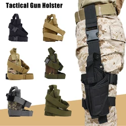 Outdoor Tactical Gun Holster, Combat Pistol Holster, CS War Acessórios, Coxa direita, Fits All Pistols, Novo