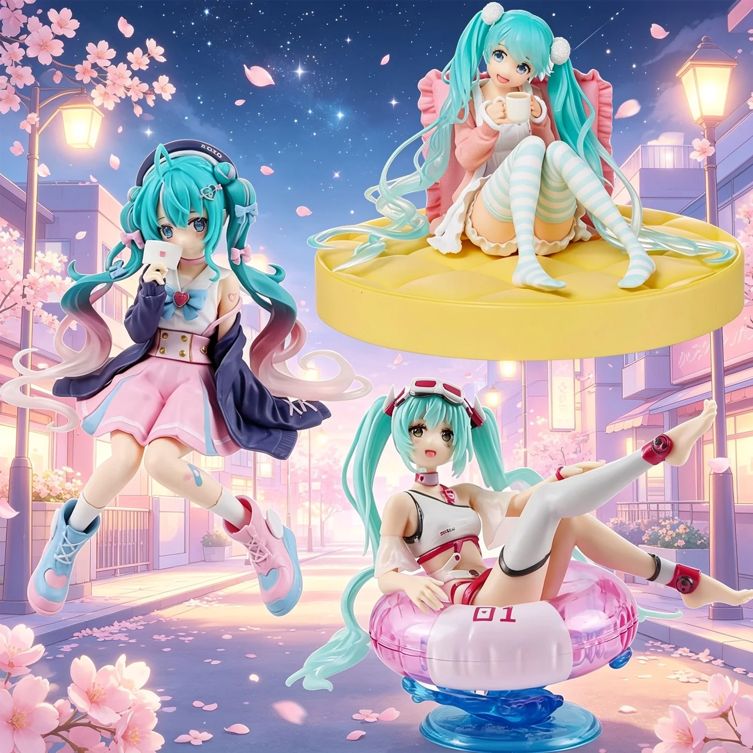 Hatsune Miku Collectible Statues-3 Unique Poses Vivid Colors & Smooth Finish High-Quality Display Models Exquisite Collectibles