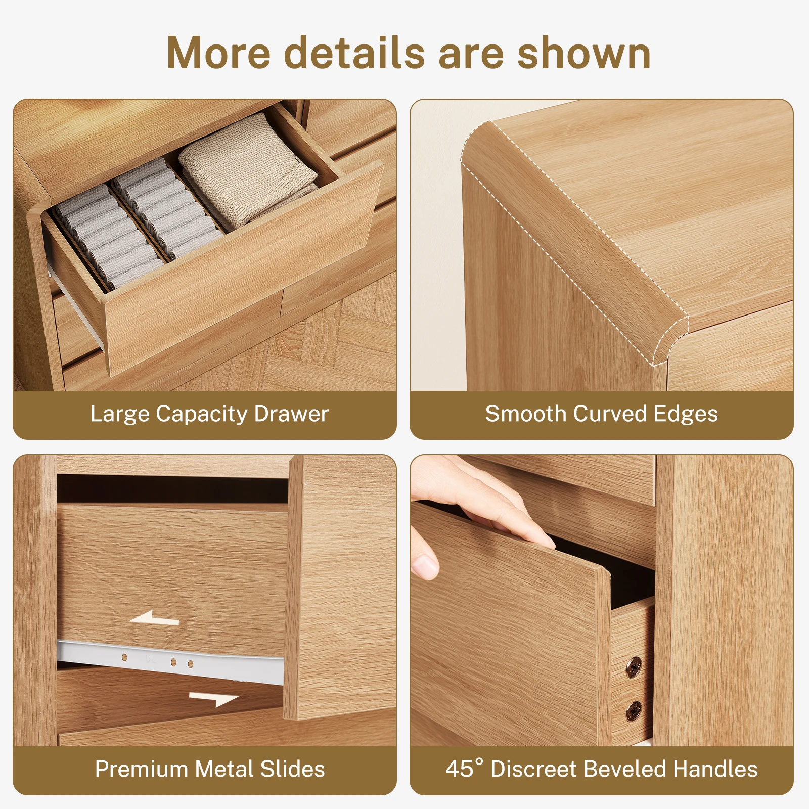 9 Drawer Dresser for Bedroom, 63" Wide Dressers & Chest of Drawers with Curved Profile Design, Wood Closet Storage Dressers Orga view 6