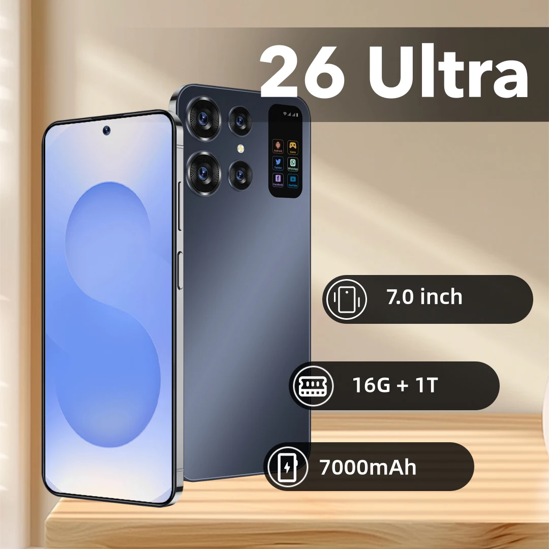 Nuovo 26 Ultra Smartphone 5G 7.0 pollici 16GB + 1024GB Dual SIM Phone Android13 48MP + 72MP 7000mAh Global Edition Gaming Phone NFC
